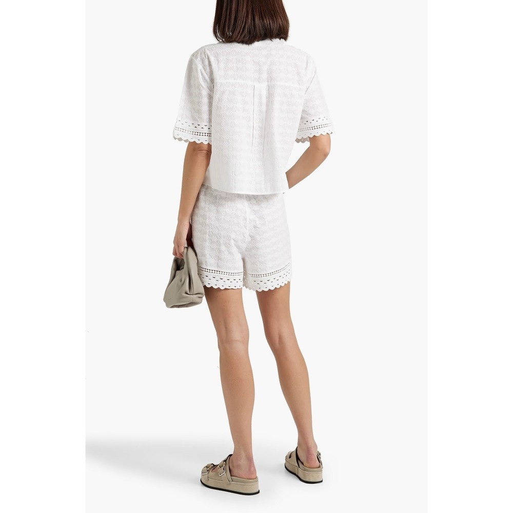 Veronica Beard Tijana Shorts Women's Size XL White Embroidered Scalloped Tassel‎ - Picture 2 of 13